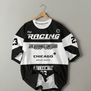 motorcycle repair shop blue printed tshirt